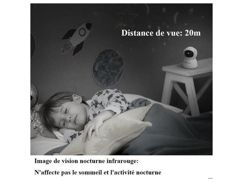  Camera wifi interieur 5mp ptz 360 detection humaine vision nocturne blanc  - Conforama C