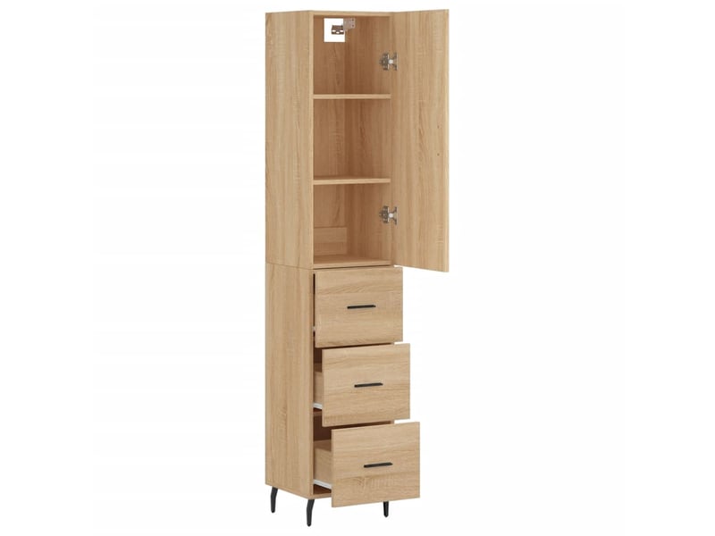  Buffet haut - bahut - meuble de rangement chêne sonoma 34,5x34x180 cm bois d'ingénierie  - Conforama C