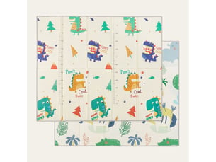 Casabel tapis d'éveil bébé évolutif 180x150cm, tapis bébé pliable et imperméable avec motifs dinosaures