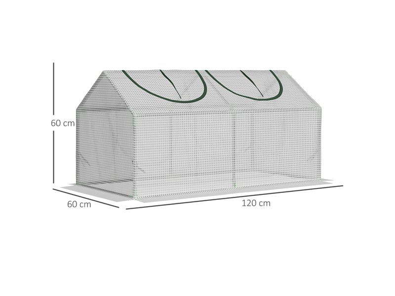 Serre extérieur 120x60x60 cm, 2 fenêtres enroulables, pe 140 gm², acier imperméableanti-uv, planteslégumes, translucide. - Conforama E