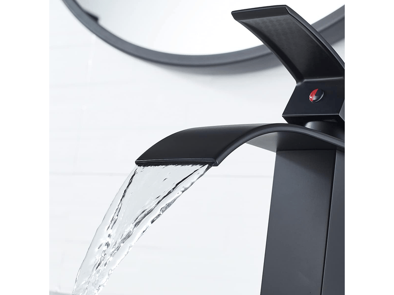  Robinet de lavabo, robinet de salle de bain cascade, hauteur 30 cm (noir)  - Conforama D