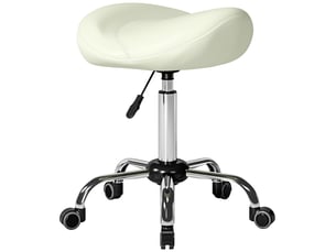 Fauteuil de selle roulant réglable en hauteur, revêtement pu, pour massage, spa, clinique, institut de beauté, tatouage, blanc crème