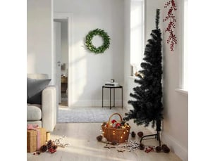 Demi sapin de noël - arbre de noël artificiel avec support noir 150 cm pvc
