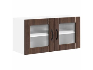 Meuble mural de cuisine, cabinet en verre mural chêne brun 80x31x40cm shl32