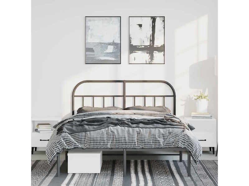  Lit double- lit adulte -  cadre de lit métal sans matelas avec tête de lit noir 135x190cm  - Conforama C