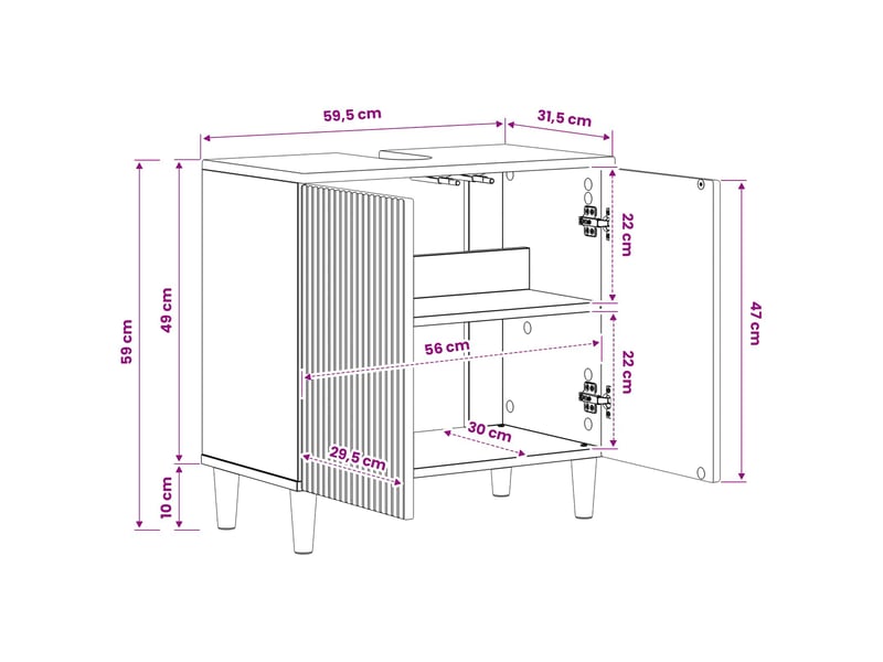  Vidaxl meuble sous lavabo de salle de bain arnhem noir  - Conforama C