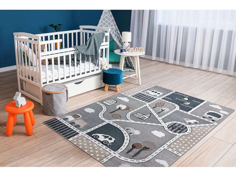  Tapis fun strade pour enfants, rue, ville gris 160x220 cm  - Conforama D