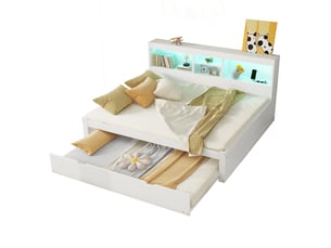 Lit gigogne 140x200 cm BEAOK coloris blanc