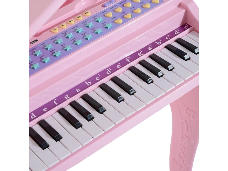  Piano électronique enfant 37 touches rose en abs, tabouret et microphone avec fonctions musicales pour 3 à 6 ans  - Conforama E
