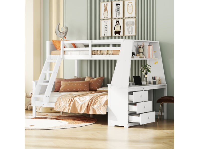  Lit superposé 140x200(90x200) cm coloris blanc pin lit enfant blanc - Conforama D