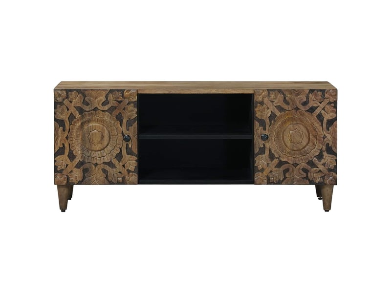  Meuble tv - banc tv - meuble de rangement marron 105 x 33,5 x 46 cm bois de mangue massif  - Conforama C