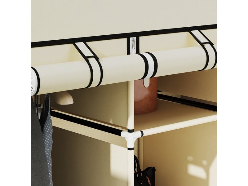  Armoire dressing pliable 125 x 43 x 162,5 cm – beige – 2 tringles et 8 étagères de rangement compact  - Conforama D