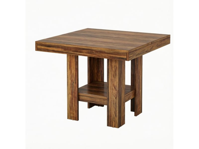  Table à manger carrée 80x80 cm – marron vintage – étagère basse de rangement, style industriel pour 2 personnes  - Conforama D