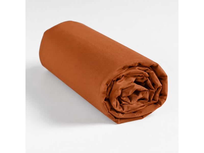  Drap housse 2 personnes 140 x 190 cm 100% coton 57 fils lina caramel bonnet 30 cm 1645323 - Conforama E