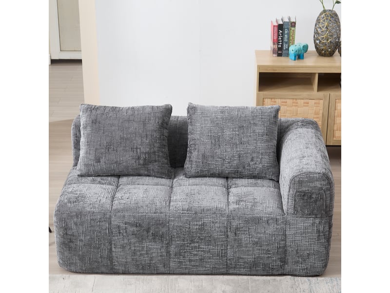  Canapé droit fixe 2 places tissu gris canapé compressible - Conforama D
