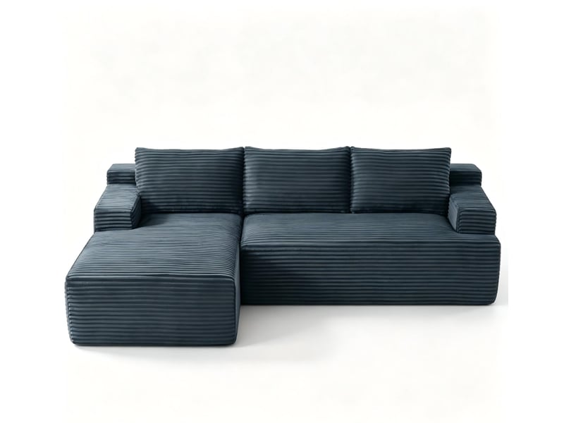  Canapé d'angle en l 4 places velours côtelé gris foncé assise profonde  - Conforama A