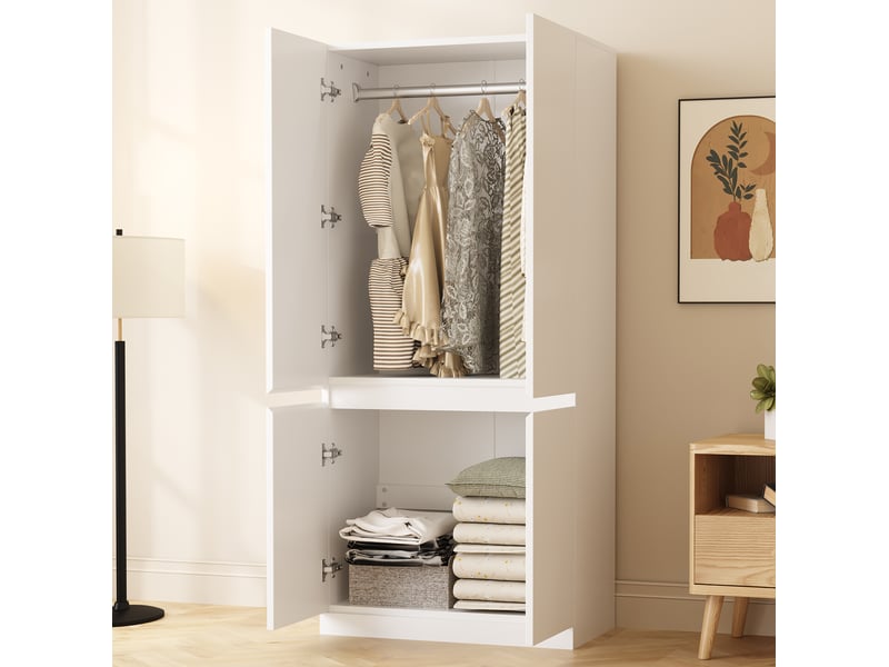 Armoire 70x40x170 cm à 2 portes avec grands rangements blanc - Conforama B