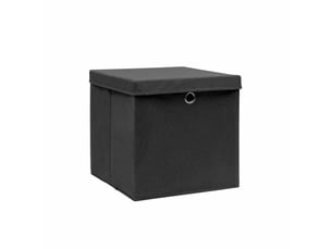 Boîtes de rangement avec couvercles 4 pcs 28x28x28 cm noir