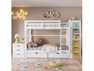 Lit superposé 2x90x200 cm <strong>HAVRYA</strong>  <strong></strong> coloris blanc