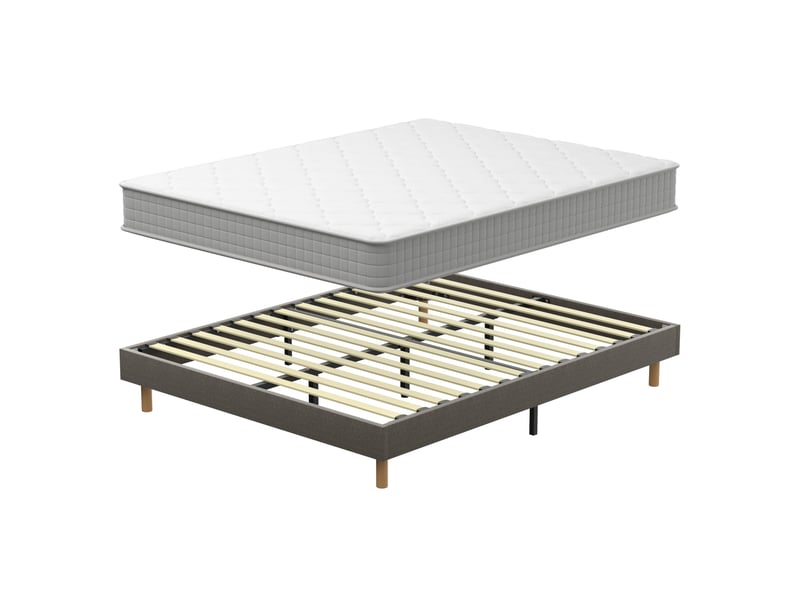  Ensemble matelas mousse 140x190 cm epaisseur 22cm + sommier déco  - Conforama A