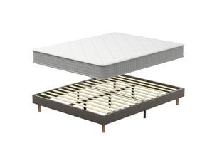 Ensemble matelas et sommier 140x190 cm Mousse haute résilience soutien Ferme épaisseur 22 cm