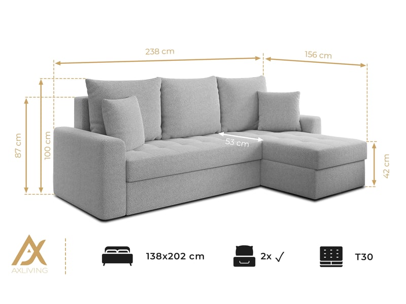 Canapé d’angle karaman 238 cm vert convertible avec coffre Karaman - Conforama E