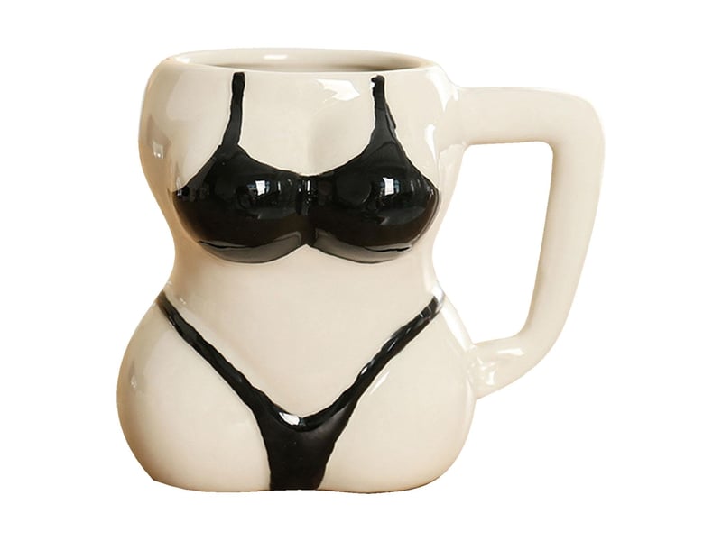  Mug en porcelaine, silhouette en bikini, noir, hauteur d’environ 12,2 cm  - Conforama A