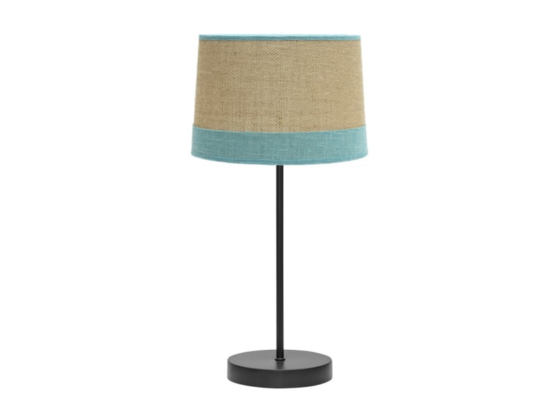  Fabrilamp tietar lampe à poser noire, écrue et turquoise en toile de jute et lin, 1 x e14, 44 cm 186671048 - Conforama A