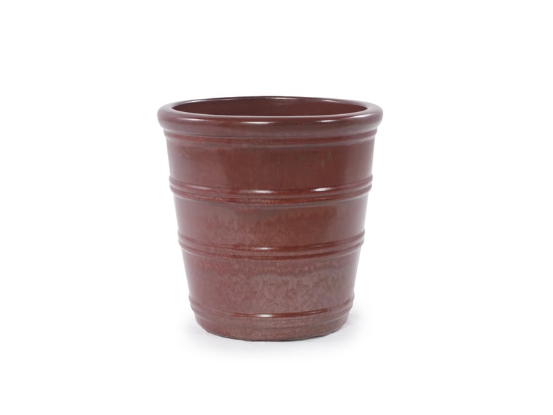  Pot de fleurs en céramique ø 24 cm – brun rouge brillant – drainage, intérieur et extérieur  - Conforama D