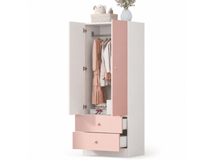 Armoire 2 porte(s) battante 2 tiroir(s) HAVRYA coloris rose largeur 70 cm