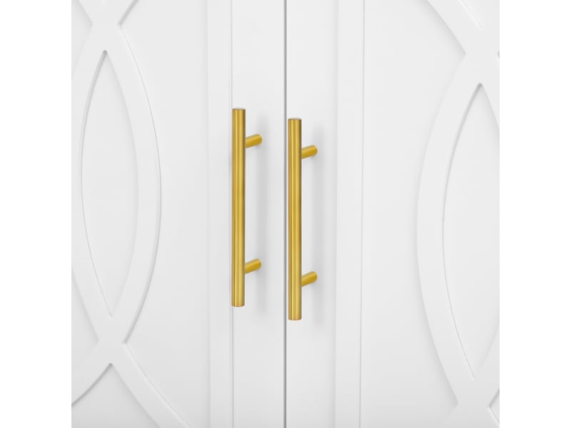 Buffet haut 2 portes, 3 niches, étagère réglable et led pour cuisine en mdf 76,2×40,1×180 cm blanc - Conforama D