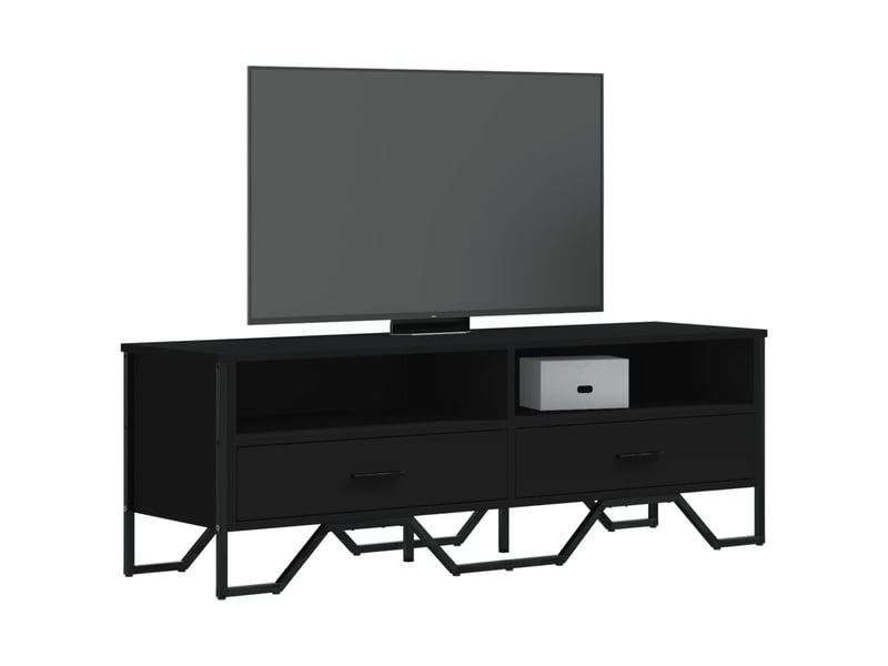  Meuble tv - banc tv - meuble de rangement noir 122x34x41 cm bois d'ingénierie  - Conforama B