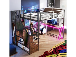 Lit mezzanine 140x200 cm <strong></strong>  <strong></strong> coloris noir