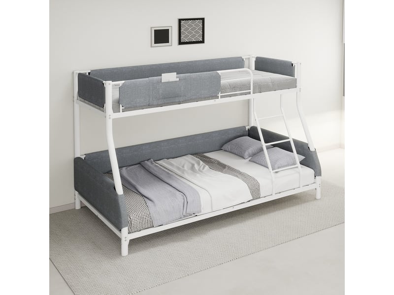 Lit superposé, coloris blanc ancien, couchage 140x190 cm, superposé, dimensions : 197 x 147.2 x 139 cm - Conforama B