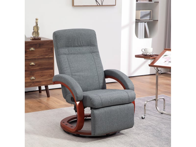  Fauteuil relax pivotant 68x86x100 cm avec repose-pieds polyester gris  - Conforama B
