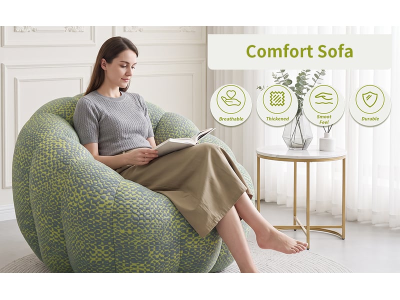  Pouf poire en forme de fleur, canapé moelleux citrouille, meuble d'appoint mignon pour la chambre, le salon, jaune + gris  - Conforama R