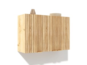 Meuble mural de rangement cuisine 90x29x60 cm, 3 portes fermées, poignées dorées, gain de place, mdf, naturel