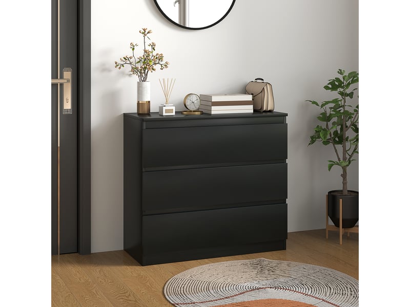  Commode 3 tiroirs, meuble de rangement épuré pour chambre, intérieur, 80l x 39p x 73h cm  - Conforama A