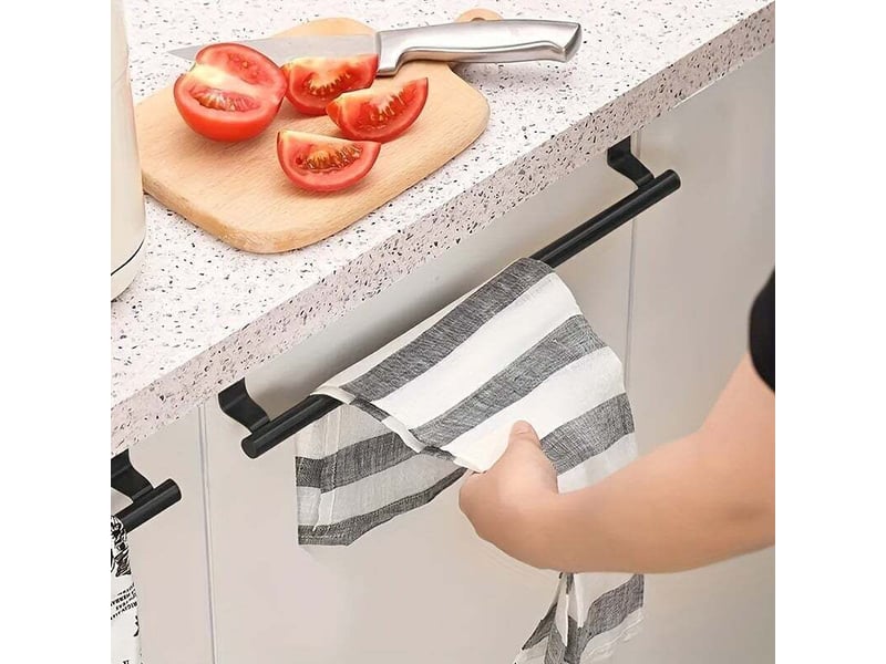  Enowelir crochet de cuisine suspendu sans poinçon porte torchons et chiffons noir 236 cm  - Conforama C
