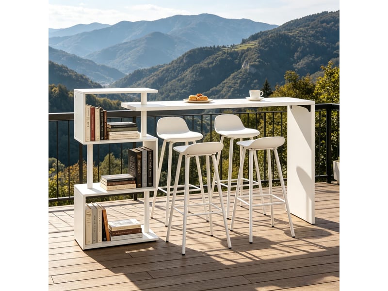  Table de salle à manger avec 3 étagères réversibles, rangement pour cuisine ou bar, en mdf et métal, 97,5×38×100 cm  - Conforama B