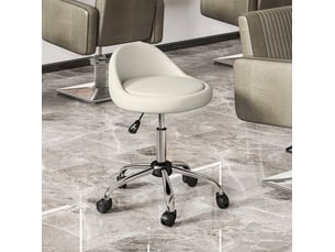 Tabouret de travail 50x35x63-83 cm pivotant réglable, avec roulettes, assise en similicuir blanc, charge max. 120 kg