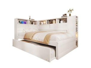 Lit gigogne 90x200 cm <strong>KORFEE</strong>  <strong></strong> coloris blanc