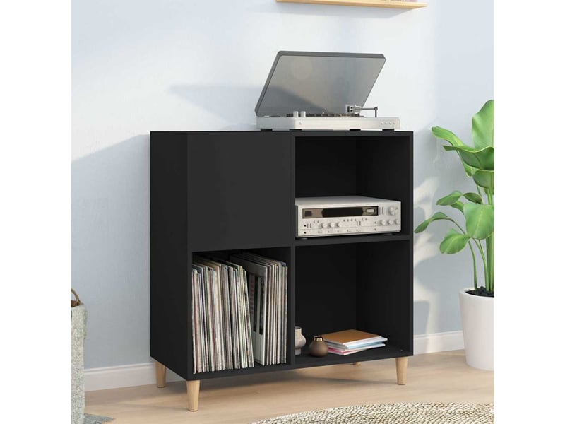  Armoire à disques, armoire de rangement noir 84,5x38x89 cm bois d'ingénierie  - Conforama B