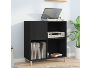Armoire à disques, armoire de rangement noir 84,5x38x89 cm bois d'ingénierie