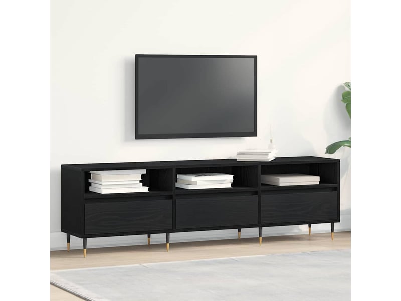  Meuble tv - banc tv - meuble de rangement 150 x 30 x 44,5 cm chêne noir bois d'ingénierie  - Conforama B