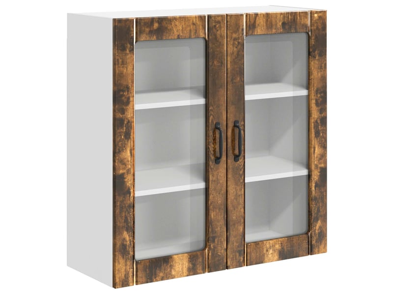  Meuble mural de cuisine, cabinet en verre mural chêne fumé 80x31x80cm shl5617  - Conforama A