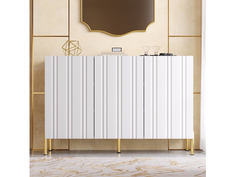  Meuble à chaussures et buffet 120 x 35,5 x 80 cm en mdf et panneaux de particules, 3 portes, blanc chicfurn  - Conforama C