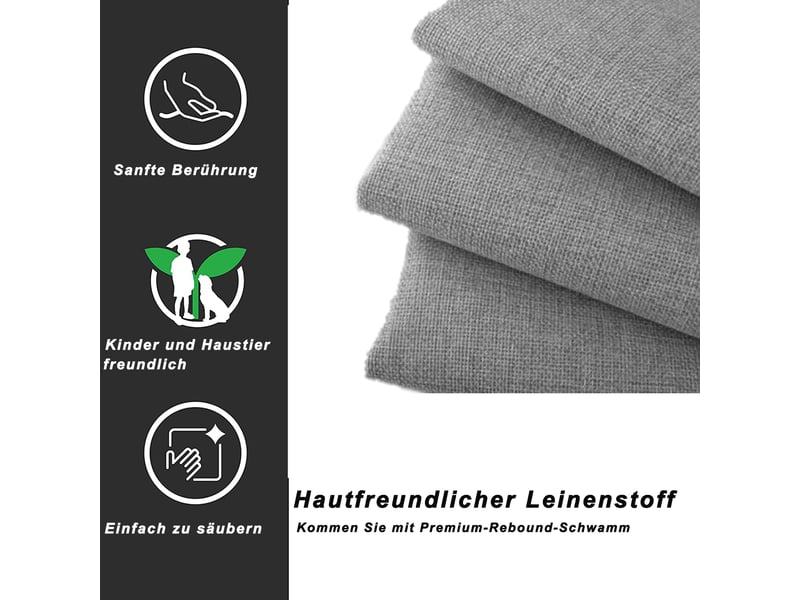  Lit enfant 90x200 cm avec coffre de rangement hydraulique, lit capitonné en lin, tête de lit rayée, sommier à lattes - gris (sans matelas)  - Conforama D