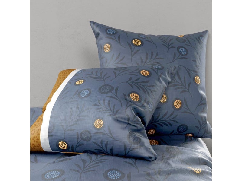  Parure housse de couette 240x220cm + 2 taies motif graphique bleu et jaune 100% coton - orbal ORBAL - Conforama C