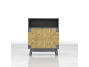 Lot de 2 tables de chevet boho 48x35x58 cm gris avec porte